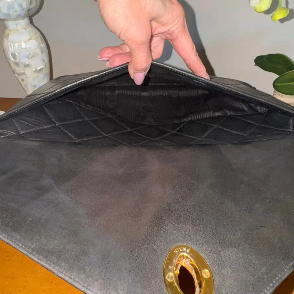 CHANEL Quilted Matelassé CC Lambskin Fringe Chain Bag Black - Picture 10 of 15